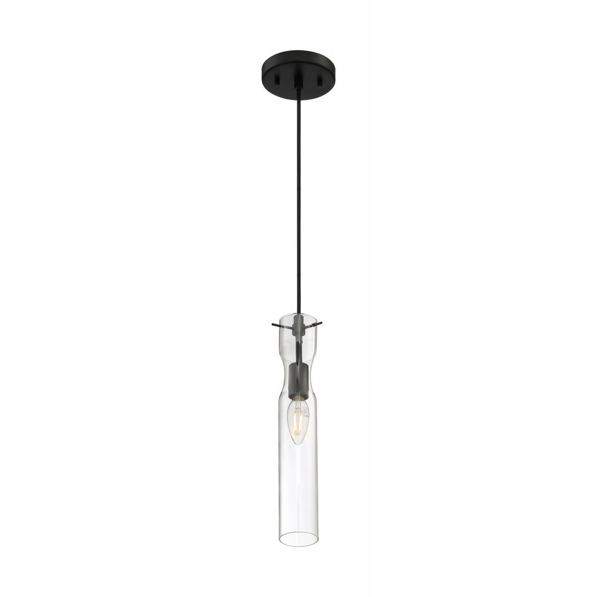 Spyglass - 1 Light Mini Pendant with Clear Glass - Black Finish - Satco 60-6876