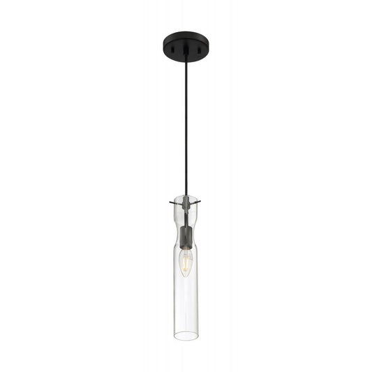 Spyglass - 1 Light Mini Pendant with Clear Glass - Black Finish - Satco 60-6876