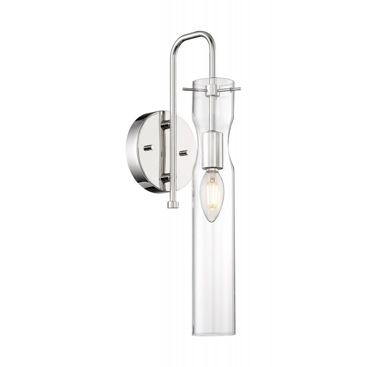Spyglass - 1 Light Sconce with Clear Glass - Polished Nickel Finish - Satco 60-6865