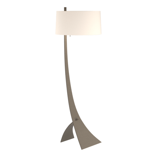 Stasis Floor Lamp - Dark Smoke - Flax Shade by Hubbardton Forge