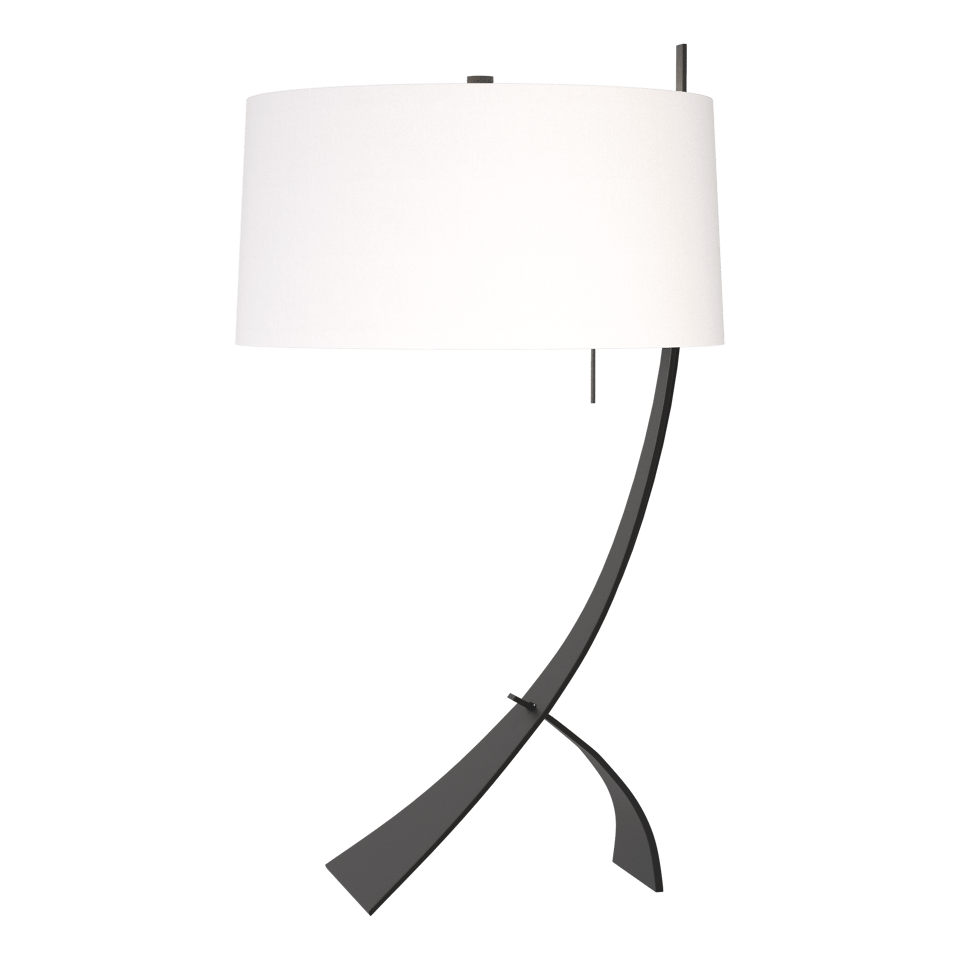 Stasis Table Lamp - Black - Natural Anna Shade by Hubbardton Forge