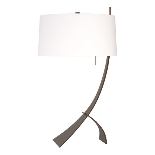 Stasis Table Lamp - Bronze - Natural Anna Shade by Hubbardton Forge