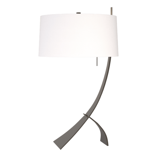 Stasis Table Lamp - Dark Smoke - Natural Anna Shade by Hubbardton Forge