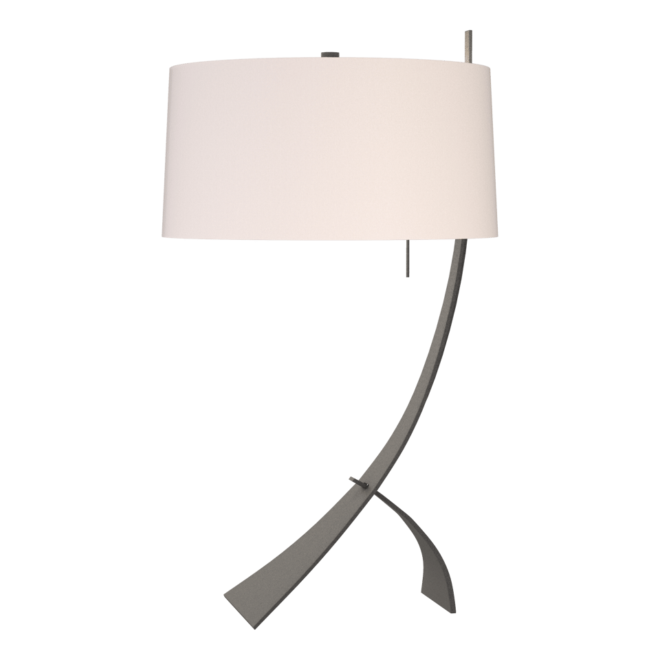 Stasis Table Lamp - Natural Iron - Flax Shade by Hubbardton Forge