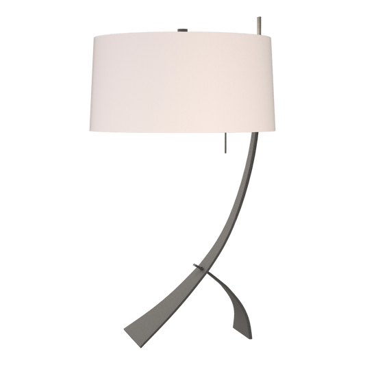 Stasis Table Lamp - Natural Iron - Flax Shade by Hubbardton Forge