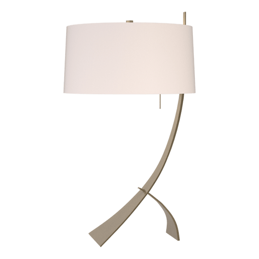 Stasis Table Lamp - Soft Gold - Flax Shade by Hubbardton Forge
