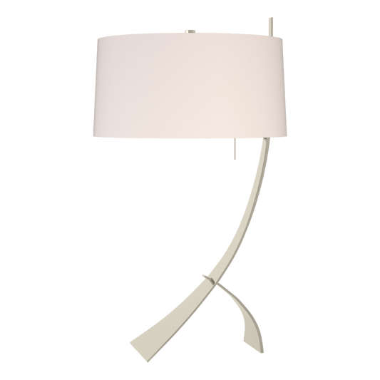 Stasis Table Lamp - Sterling - Flax Shade by Hubbardton Forge