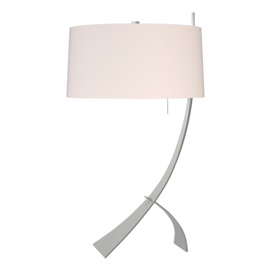 Stasis Table Lamp - Vintage Platinum - Flax Shade by Hubbardton Forge