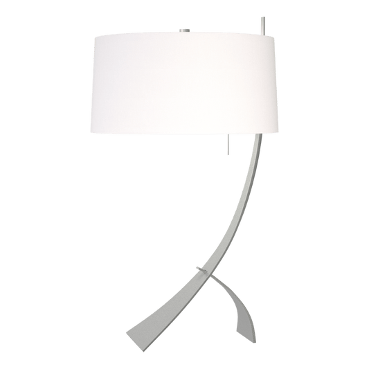 Stasis Table Lamp - Vintage Platinum - Natural Anna Shade by Hubbardton Forge