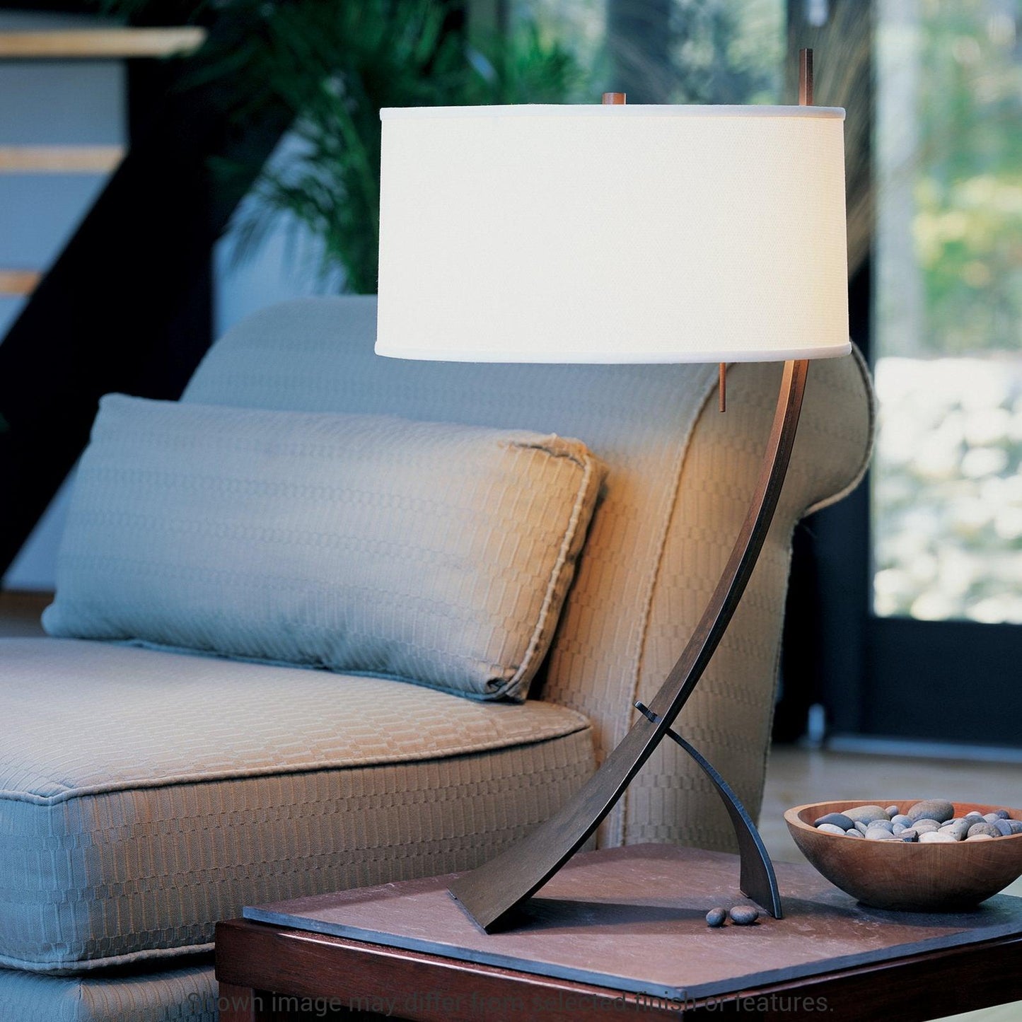 Stasis Table Lamp - White - Natural Anna Shade by Hubbardton Forge