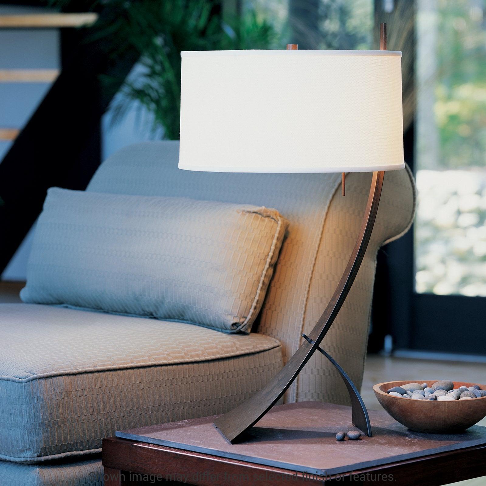 Stasis Table Lamp - White - Natural Anna Shade by Hubbardton Forge