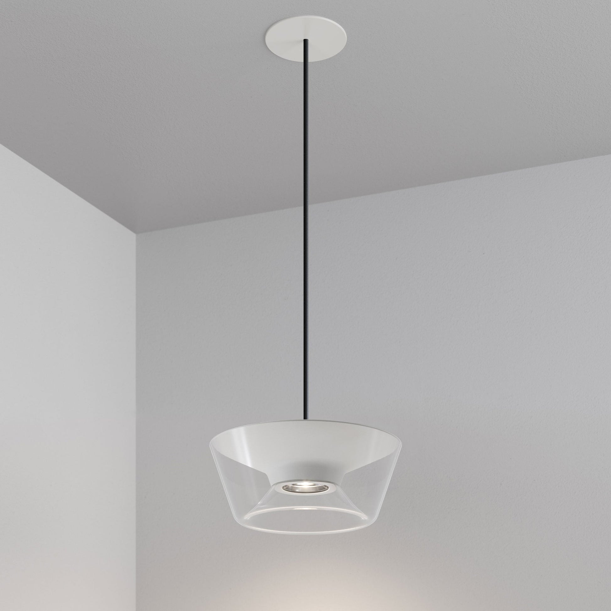 Stellr Recessed Pendant - Matte White - 2700K - Black Cable by Lucifer Lighting