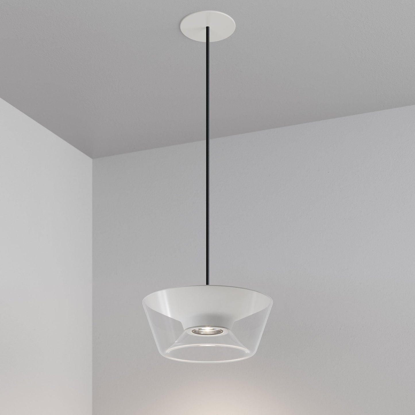 Stellr Recessed Pendant - Matte White - 3000K - Black Cable by Lucifer Lighting