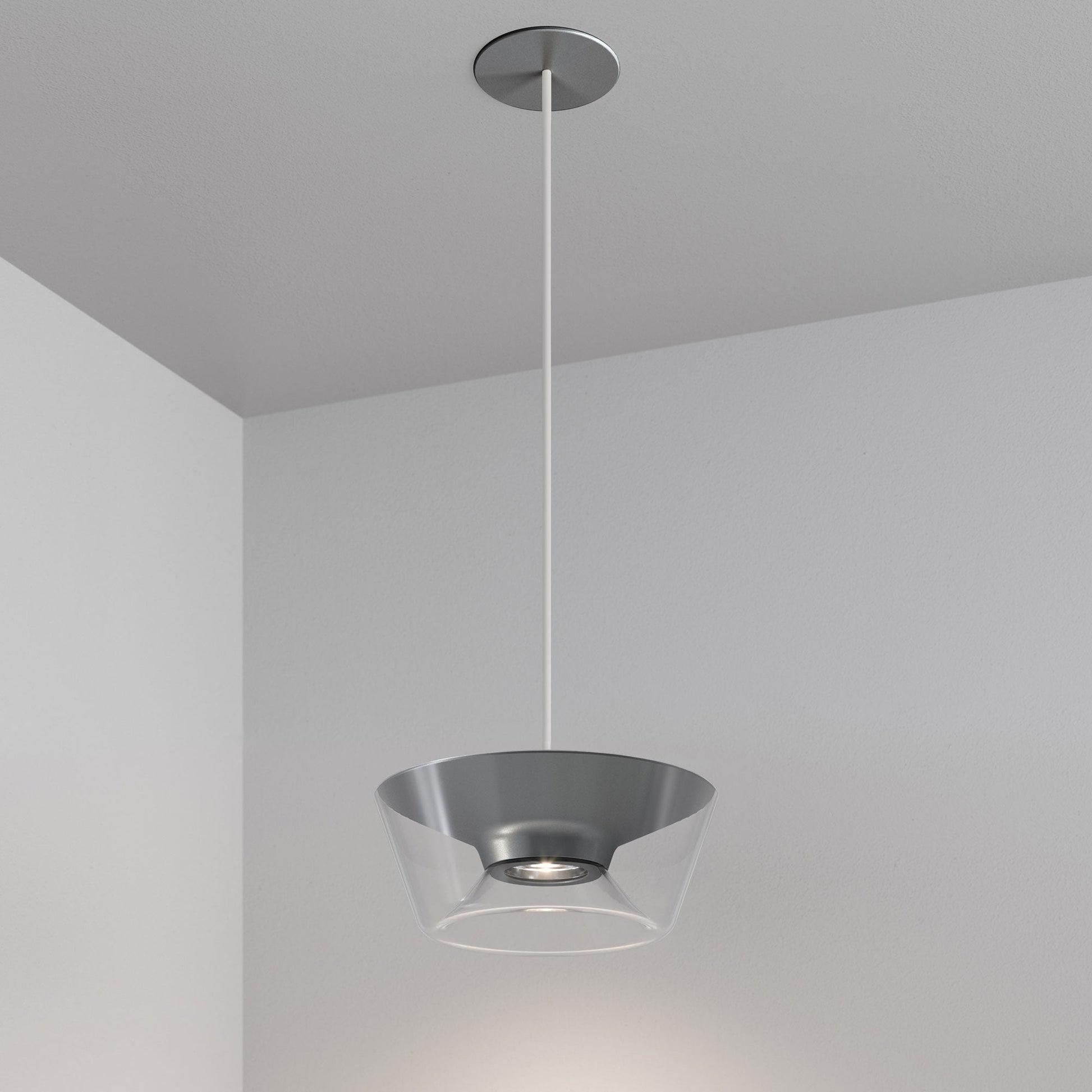 Stellr Recessed Pendant - Satin Silver - 2700K - White Cable by Lucifer Lighting