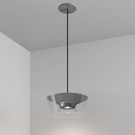 Stellr Recessed Pendant - Satin Silver - 3000K - Black Cable by Lucifer Lighting
