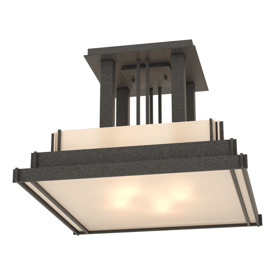 Steppe Large Semi-Flush - Natural Iron - Ivory Art Glass by Hubbardton Forge