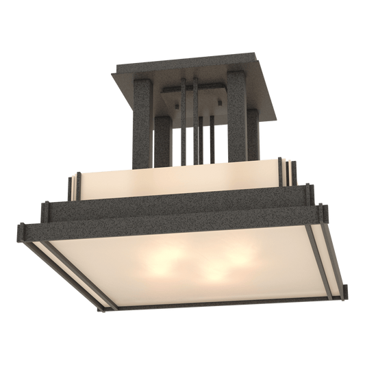 Steppe Large Semi-Flush - Natural Iron - Ivory Art Glass by Hubbardton Forge
