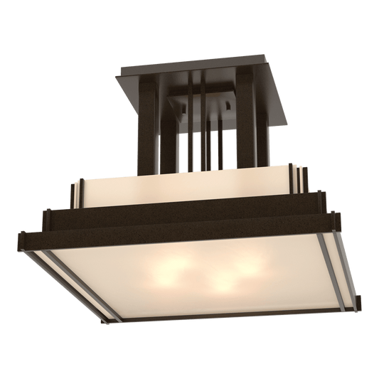 Steppe Large Semi-Flush - Oil Rubbed Bronze - Ivory Art Glass by Hubbardton Forge
