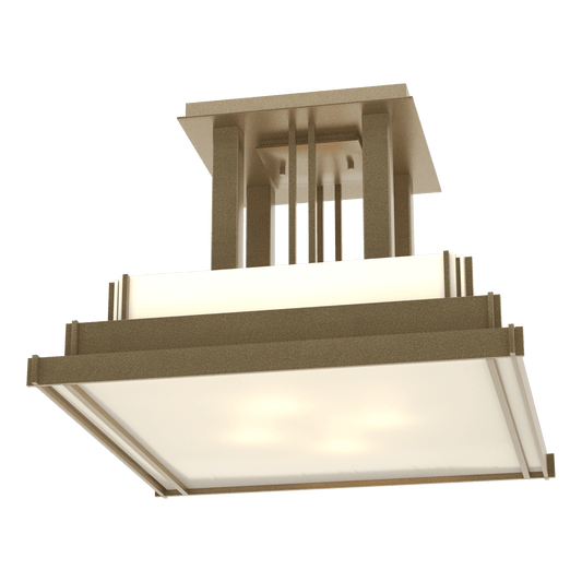 Steppe Large Semi-Flush - Soft Gold - White Art Glass by Hubbardton Forge