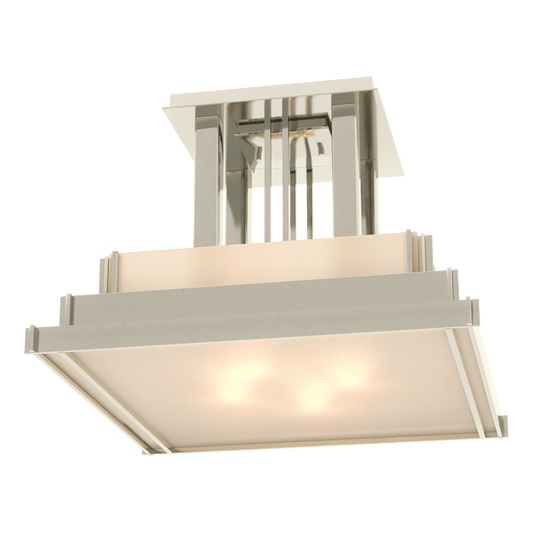 Steppe Large Semi-Flush - Sterling - Ivory Art Glass by Hubbardton Forge