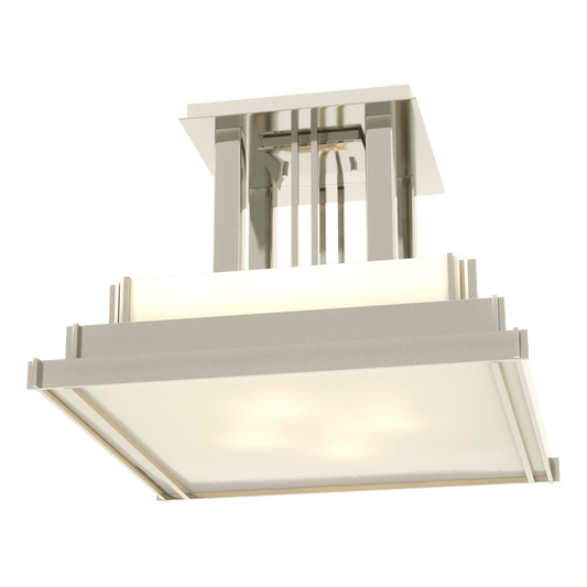 Steppe Large Semi-Flush - Sterling - White Art Glass by Hubbardton Forge