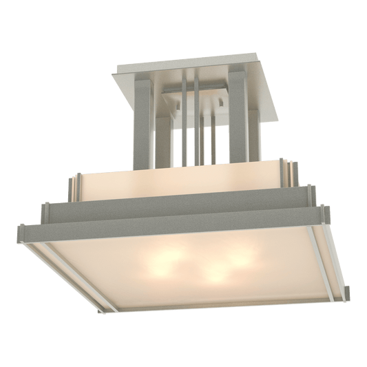 Steppe Large Semi-Flush - Vintage Platinum - Ivory Art Glass by Hubbardton Forge