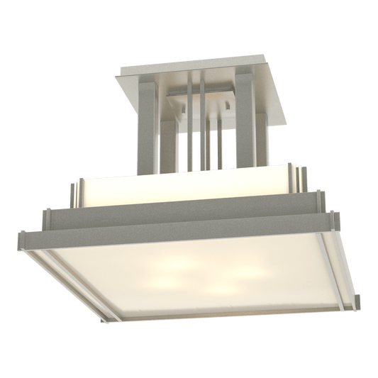 Steppe Large Semi-Flush - Vintage Platinum - White Art Glass by Hubbardton Forge
