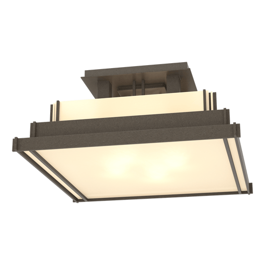 Steppe Small Semi-Flush - Dark Smoke - Ivory Art Glass by Hubbardton Forge