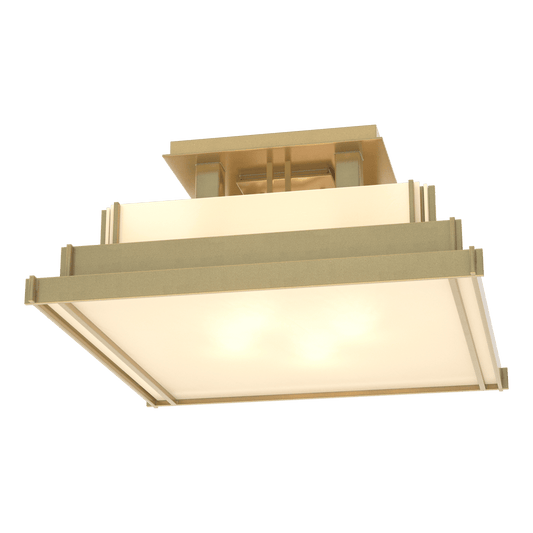 Steppe Small Semi-Flush - Modern Brass - Ivory Art Glass by Hubbardton Forge