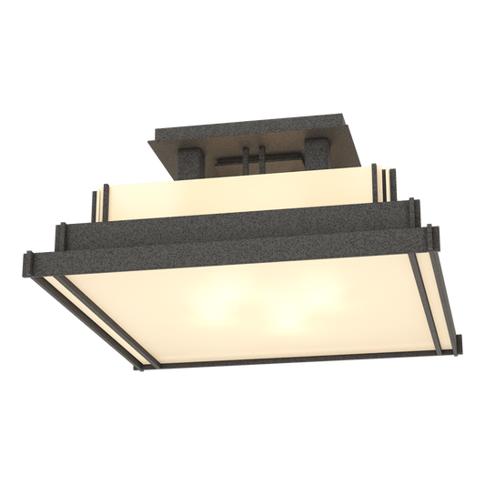 Steppe Small Semi-Flush - Natural Iron - Ivory Art Glass by Hubbardton Forge