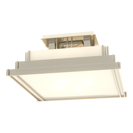 Steppe Small Semi-Flush - Sterling - White Art Glass by Hubbardton Forge