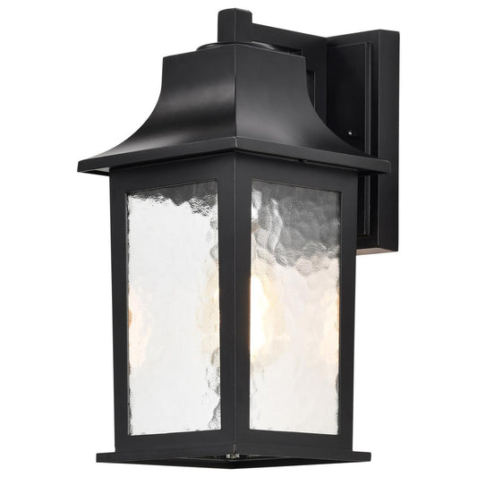 Stillwell Collection Outdoor 13 inch Wall Light - Matte Black Finish with Clear Water Glass - Satco 60-5959