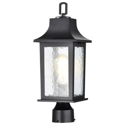 Stillwell Collection Outdoor 17 inch Post Light Pole Lantern - Matte Black with Clear Water Glass - Satco 60-5957