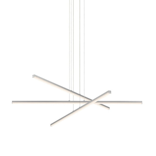 Stix 3-Arm LED Chandelier - Bright Satin Aluminum - 6' Cord by SONNEMAN