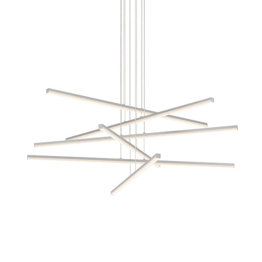 Stix 6-Arm LED Chandelier - Bright Satin Aluminum - 20' Cord by SONNEMAN