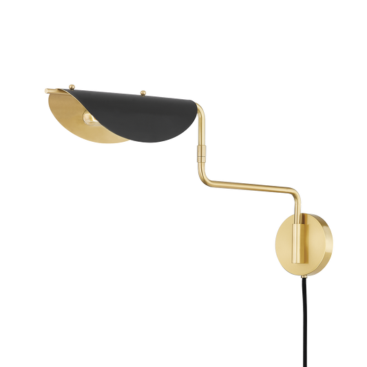 Suffield Plug-In Sconce - Aged Brass/Soft Black by Hudson Valley Lighting