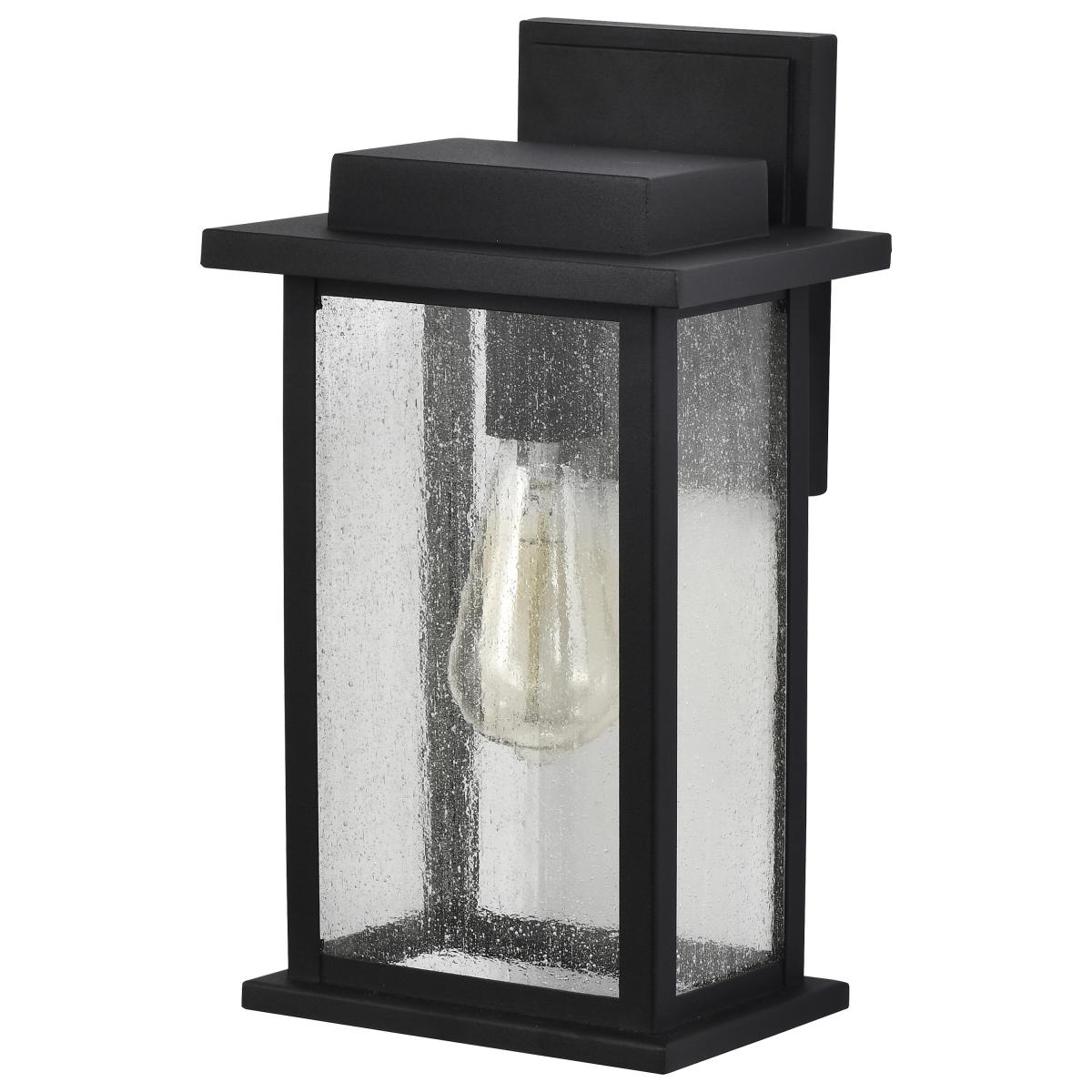 Sullivan - 1 Light Medium Wall Lantern - Matte Black with Clear Seeded Glass - Satco 60-7375