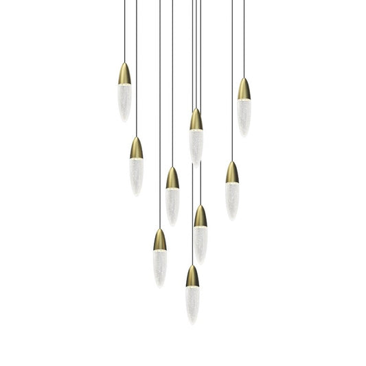 Sultana 9-Light Round Chandelier - Satin Brass by SONNEMAN