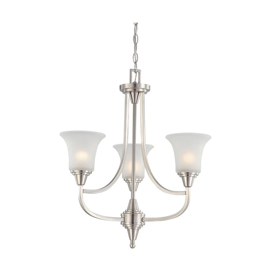 Surrey - 3 Light Chandelier with Frosted Glass - Brushed Nickel Finish - Satco 60-4145