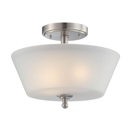 Surrey - 3 Light Semi Flush with Frosted Glass - Brushed Nickel Finish - Satco 60-4151