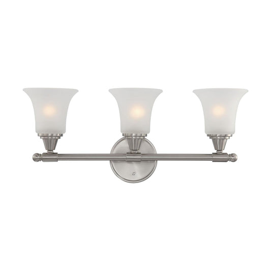 Surrey - 3 Light Vanity with Frosted Glass - Brushed Nickel Finish - Satco 60-4143