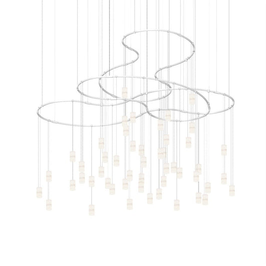 Suspenders 3-Tier Path Matrix with Etched Through Cylinder Luminaires - Satin White by SONNEMAN