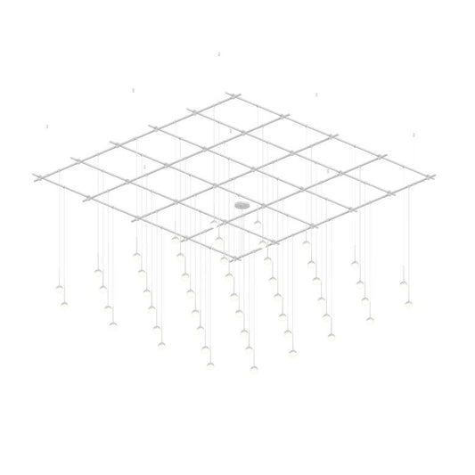 Suspenders 96" X 96" Gridscape with 36" Monoline Domed Ball Luminaires - Satin White by SONNEMAN