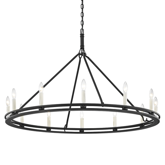 Sutton Chandelier - 12-Light - Textured Black - Troy Lighting F6237-TBK