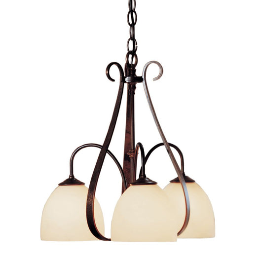 Sweeping Taper 3-Arm Chandelier - Bronze - Opal Glass by Hubbardton Forge