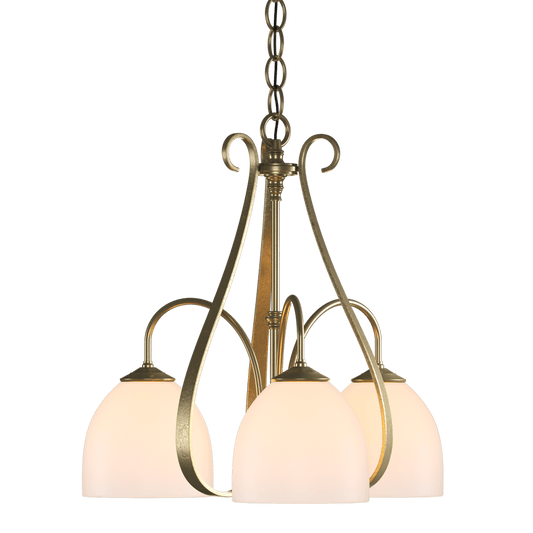 Sweeping Taper 3-Arm Chandelier - Modern Brass - Opal Glass by Hubbardton Forge