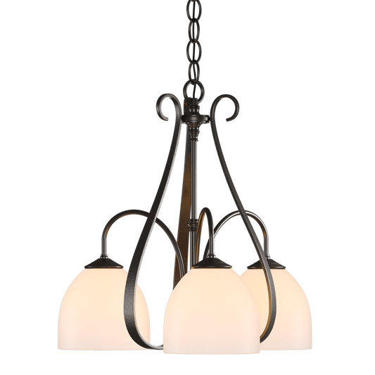 Sweeping Taper 3-Arm Chandelier - Oil Rubbed Bronze - Opal Glass by Hubbardton Forge
