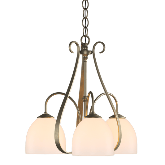 Sweeping Taper 3-Arm Chandelier - Soft Gold - Opal Glass by Hubbardton Forge