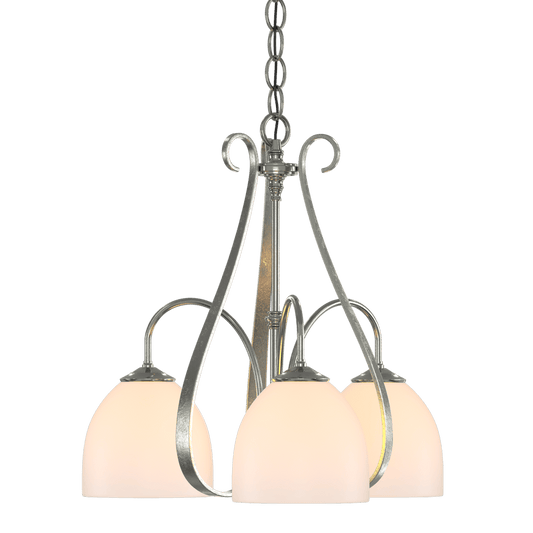 Sweeping Taper 3-Arm Chandelier - Sterling - Opal Glass by Hubbardton Forge