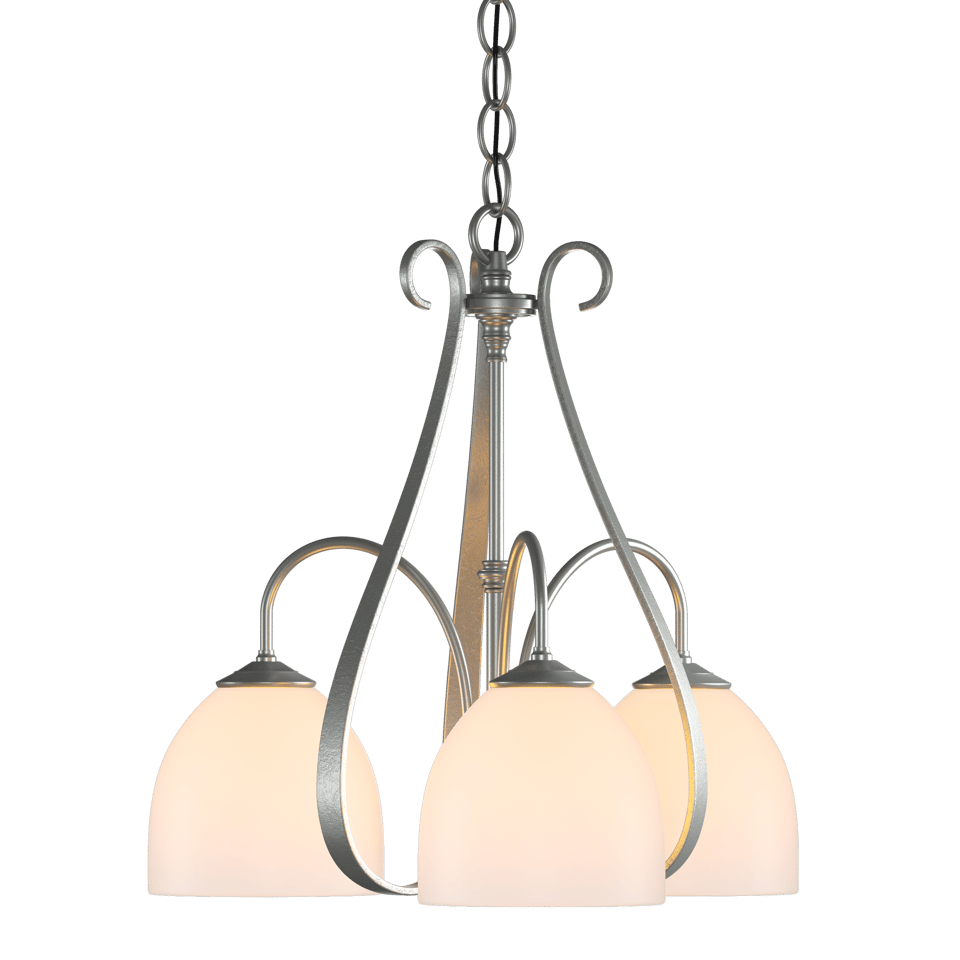 Sweeping Taper 3-Arm Chandelier - Vintage Platinum - Opal Glass by Hubbardton Forge